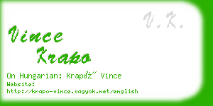 vince krapo business card